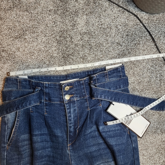 NWT Almost Famous Jeans Super High Rise Crop Trouser Belt Distressed denim sz 9 - Picture 7 of 15